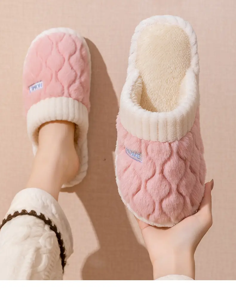 Cotton Slippers for Women Black Warm Indoor Winter — feature 3