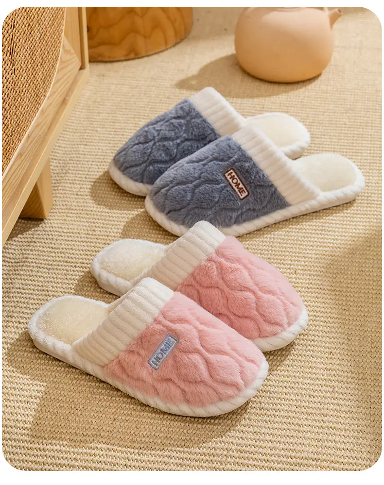 Cotton Slippers for Women Black Warm Indoor Winter — feature 6