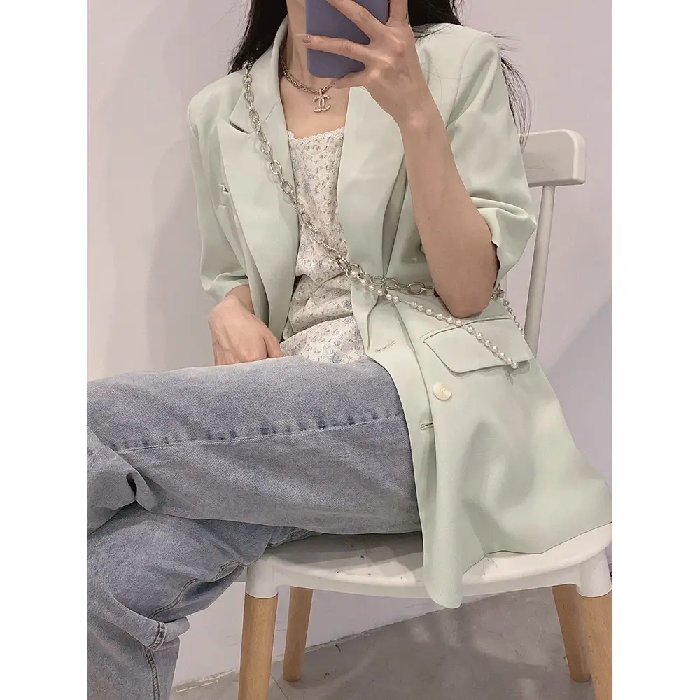 Korean Style Light Color Women's Thin Jeans with Belt - Image 4
