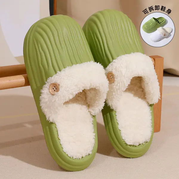 Autumn and Winter Velvet Birkenstock Cotton Slippers for Women at Home, Warm, Non-Slip, Thick-Soled Outer Wear, Fashionable and Versatile Waterproof Cotton Slippers