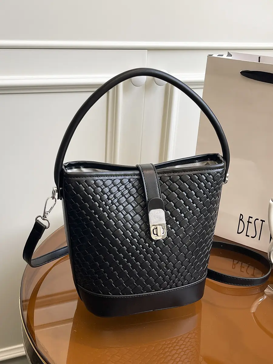 Green Crocodile Texture Bucket Bag for Women