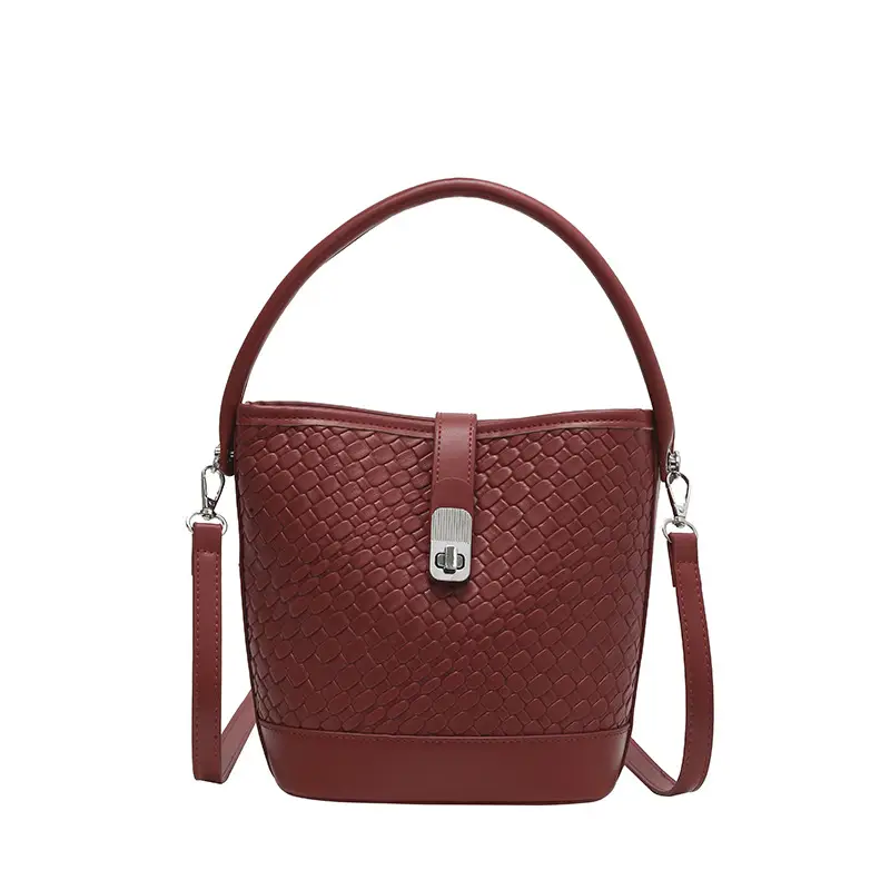 Green Crocodile Texture Bucket Bag for Women