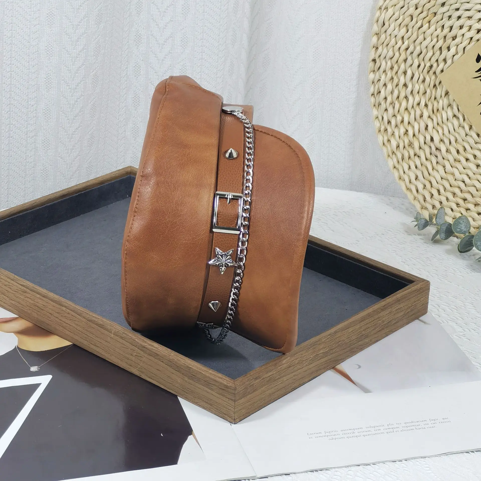 Women Punk Hat with Star Belt Buckle Flat Top - Image 8