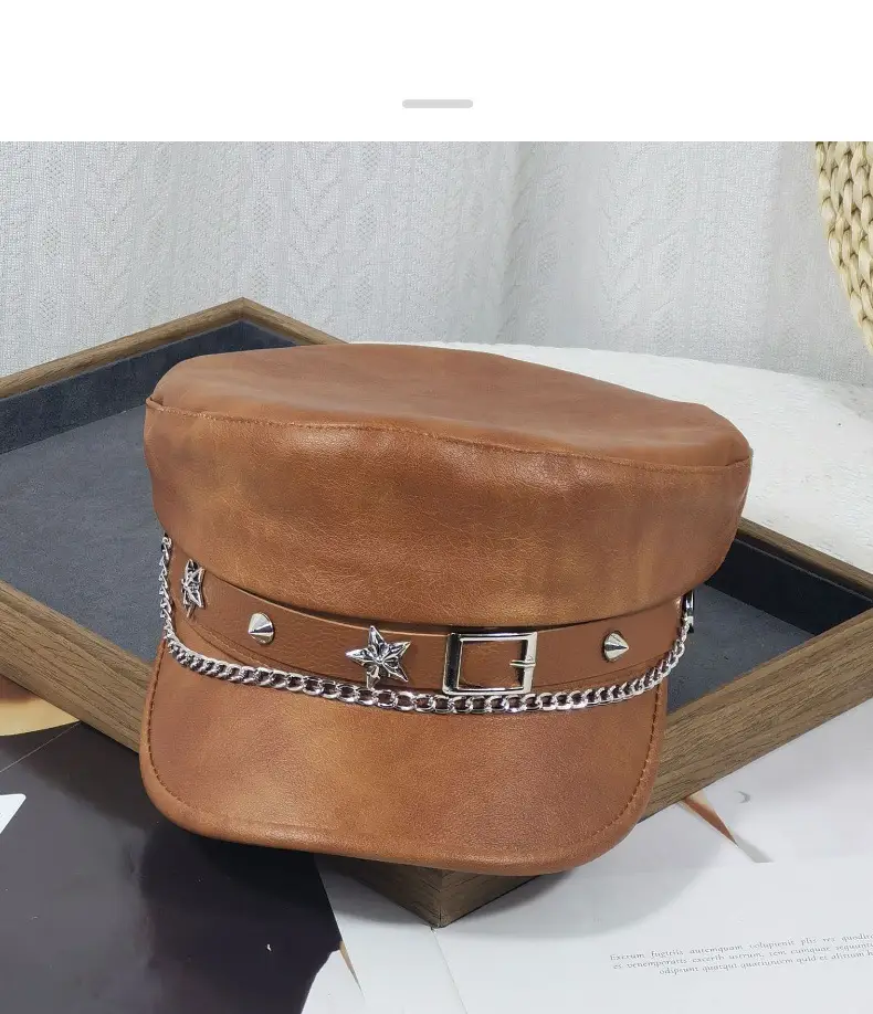 Women Punk Hat with Star Belt Buckle Flat Top — feature 12