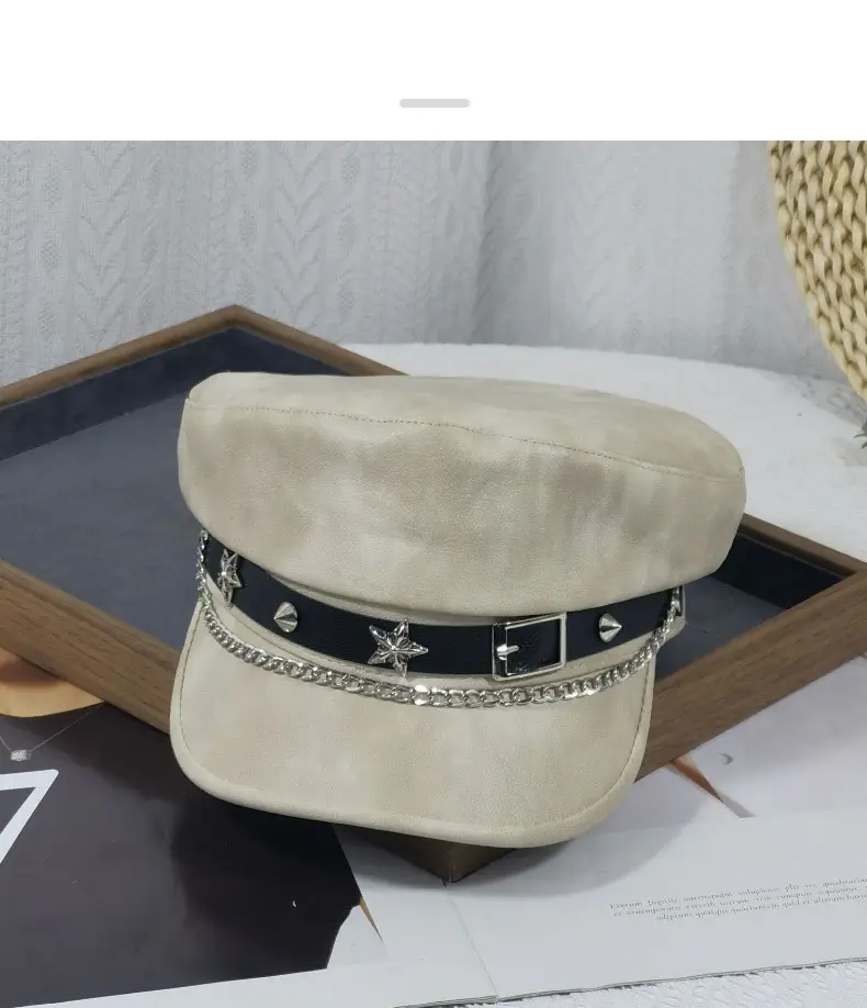 Women Punk Hat with Star Belt Buckle Flat Top — feature 15