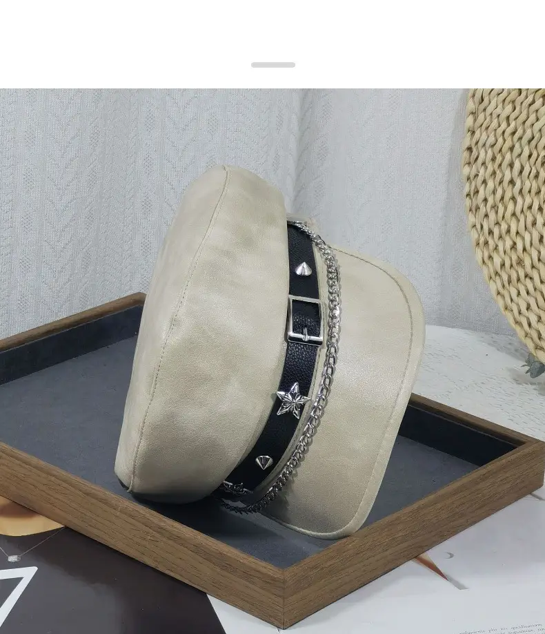 Women Punk Hat with Star Belt Buckle Flat Top — feature 16