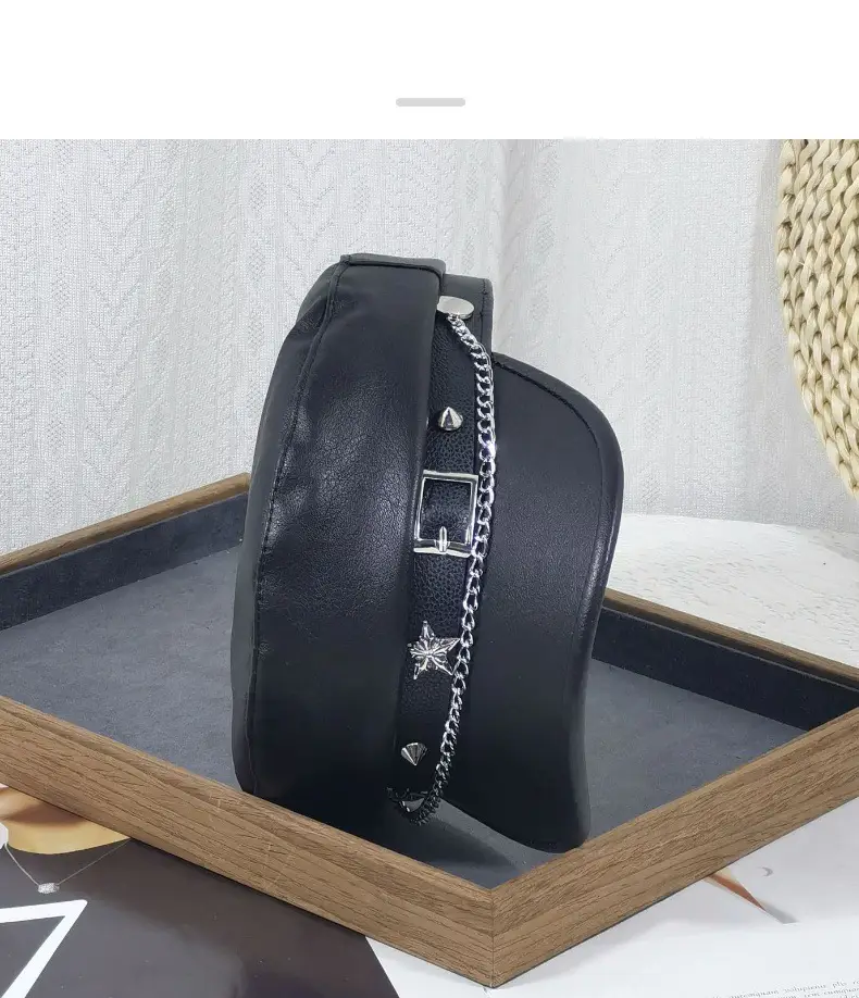 Women Punk Hat with Star Belt Buckle Flat Top — feature 22
