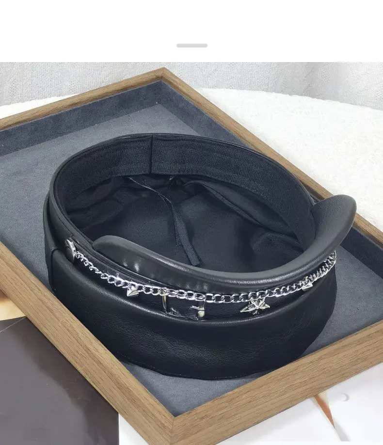 Women Punk Hat with Star Belt Buckle Flat Top — feature 23