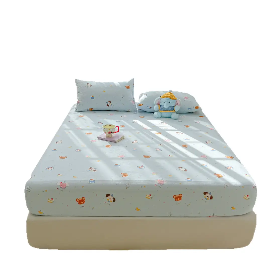Double-Layer Gauze Fitted Sheet Cover, Single Piece Wrinkled Gauze Student Dormitory Fitted Sheet, Dust-Proof Bed Sheet, Bed Cover, Bedding
