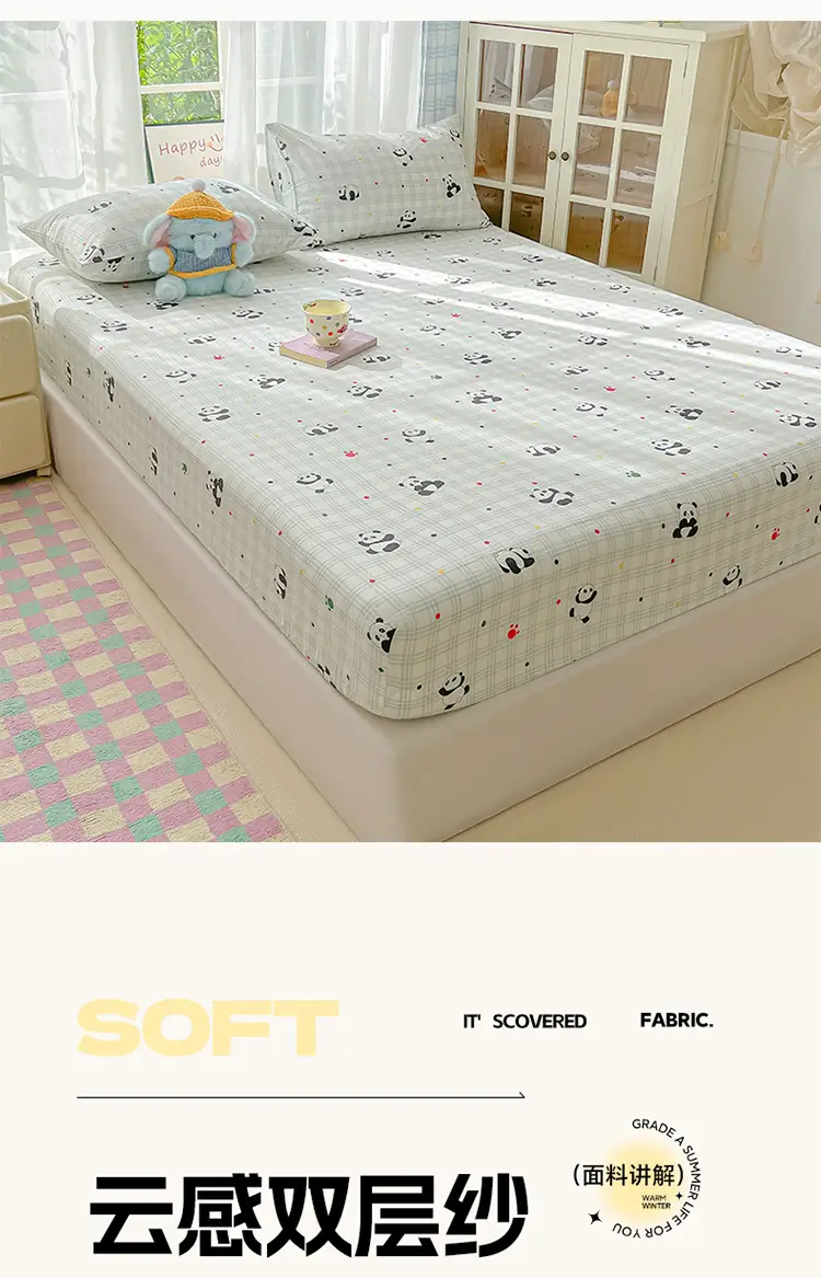 Double-Layer Gauze Fitted Sheet Cover, Single Piece Wrinkled Gauze Student Dormitory Fitted Sheet, Dust-Proof Bed Sheet, Bed Cover, Bedding — feature 3