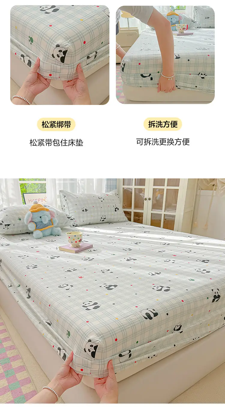Double-Layer Gauze Fitted Sheet Cover, Single Piece Wrinkled Gauze Student Dormitory Fitted Sheet, Dust-Proof Bed Sheet, Bed Cover, Bedding — feature 8