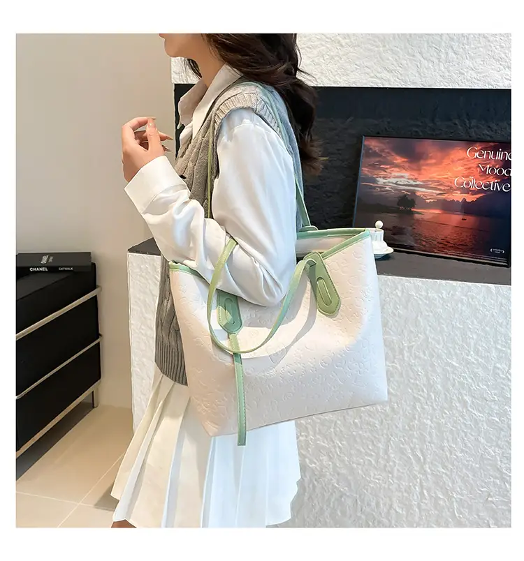 Women's Pink Embroidered Tote Bag with Handles — feature 12