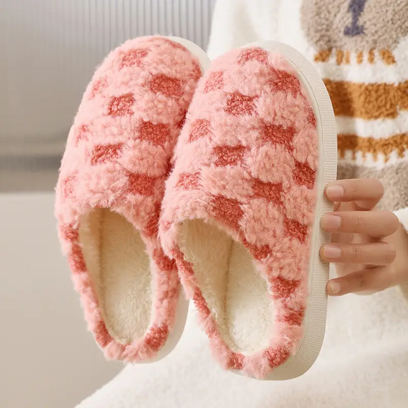 Plush Warm Maternity Slippers Brown Winter Women's - Image 41