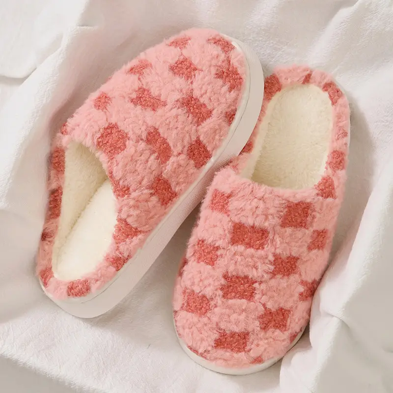 Plush Warm Maternity Slippers Brown Winter Women's - Image 43