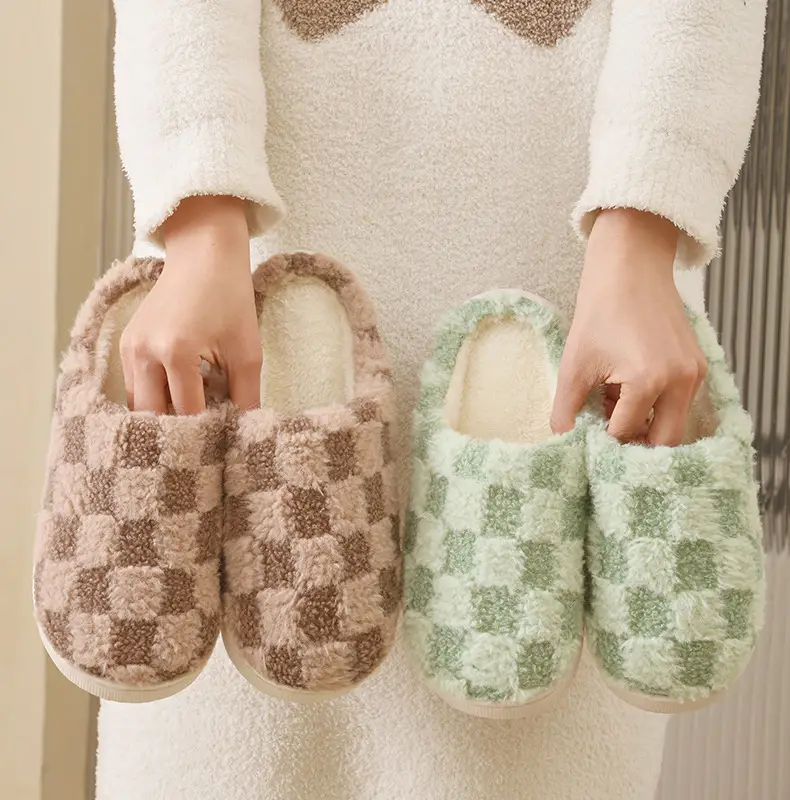 Plush Warm Maternity Slippers Brown Winter Women's — feature 22