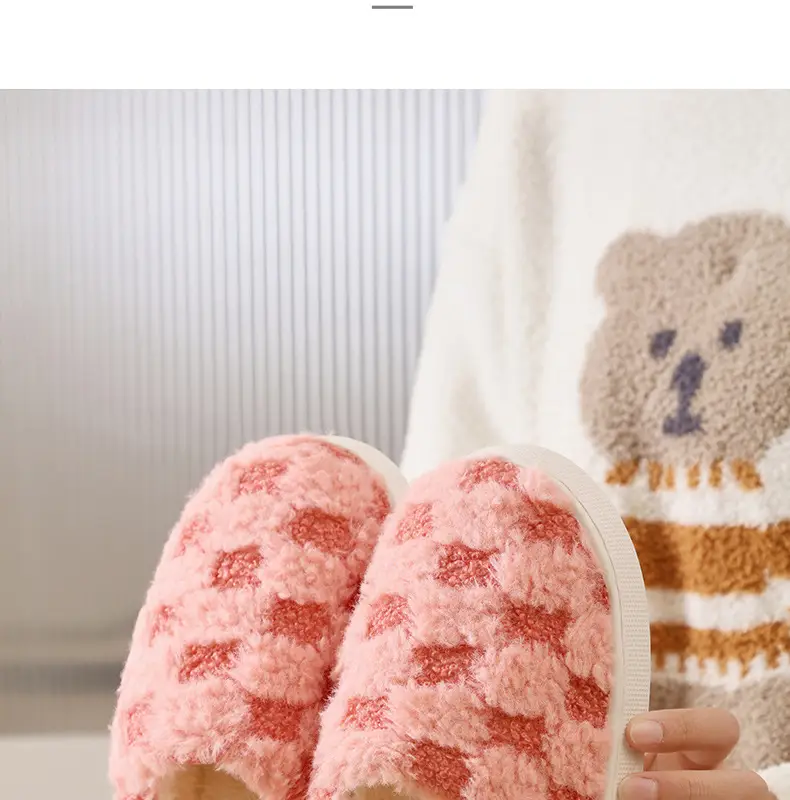 Plush Warm Maternity Slippers Brown Winter Women's — feature 26