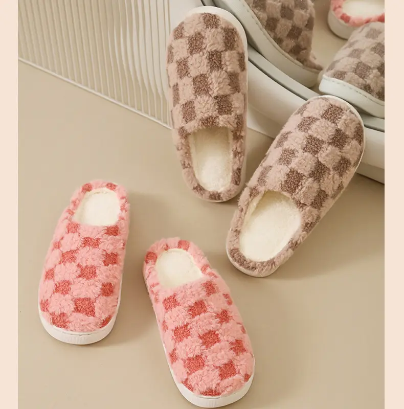 Plush Warm Maternity Slippers Brown Winter Women's — feature 5