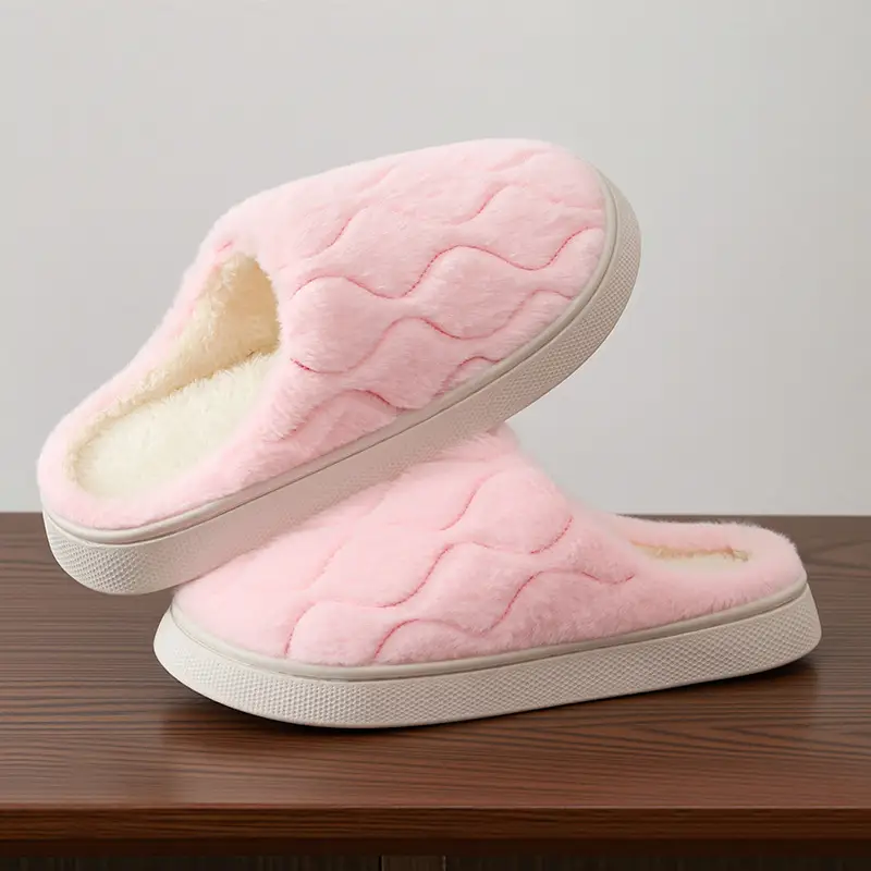 Plush Warm Maternity Slippers Brown Winter Women's - Image 12