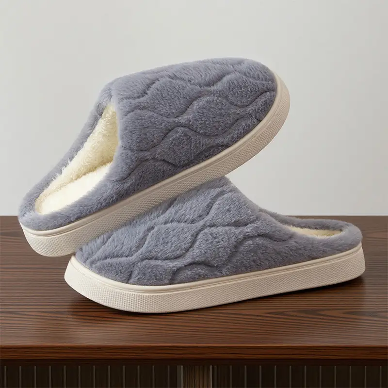 Plush Warm Maternity Slippers Brown Winter Women's - Image 15