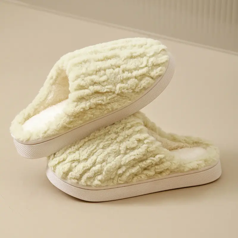 Plush Warm Maternity Slippers Brown Winter Women's - Image 18