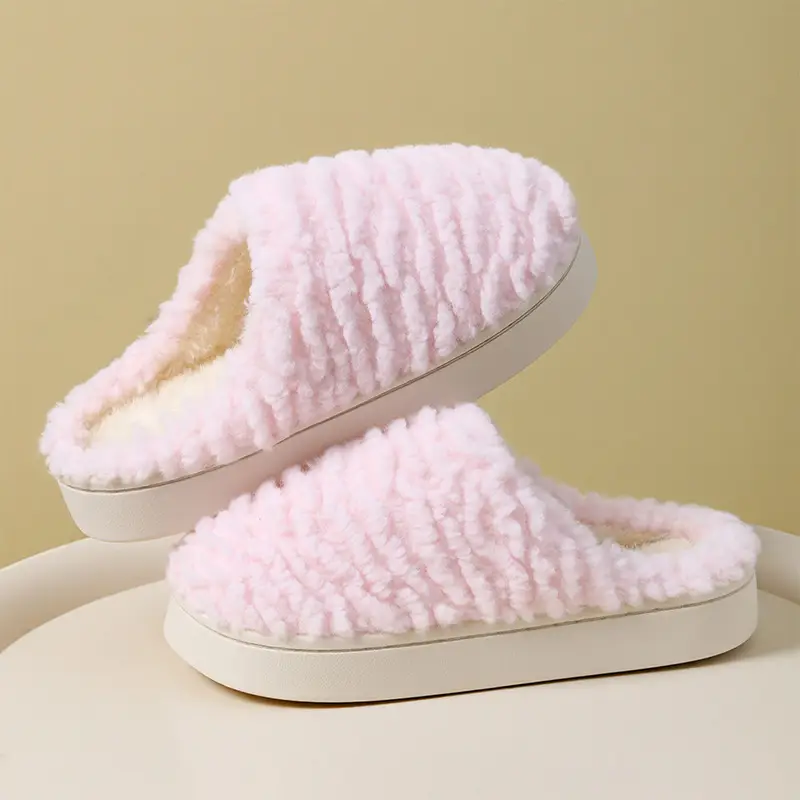 Plush Warm Maternity Slippers Brown Winter Women's - Image 32