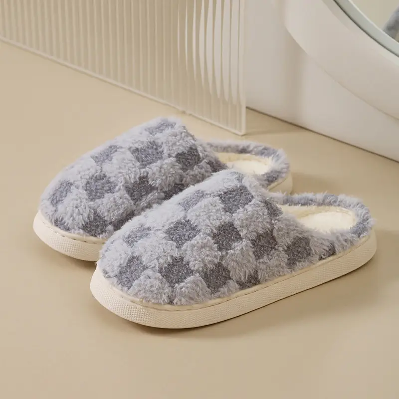 Plush Warm Maternity Slippers Brown Winter Women's - Image 4