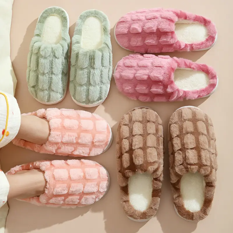Winter Warm Cotton Indoor Slippers Brown
