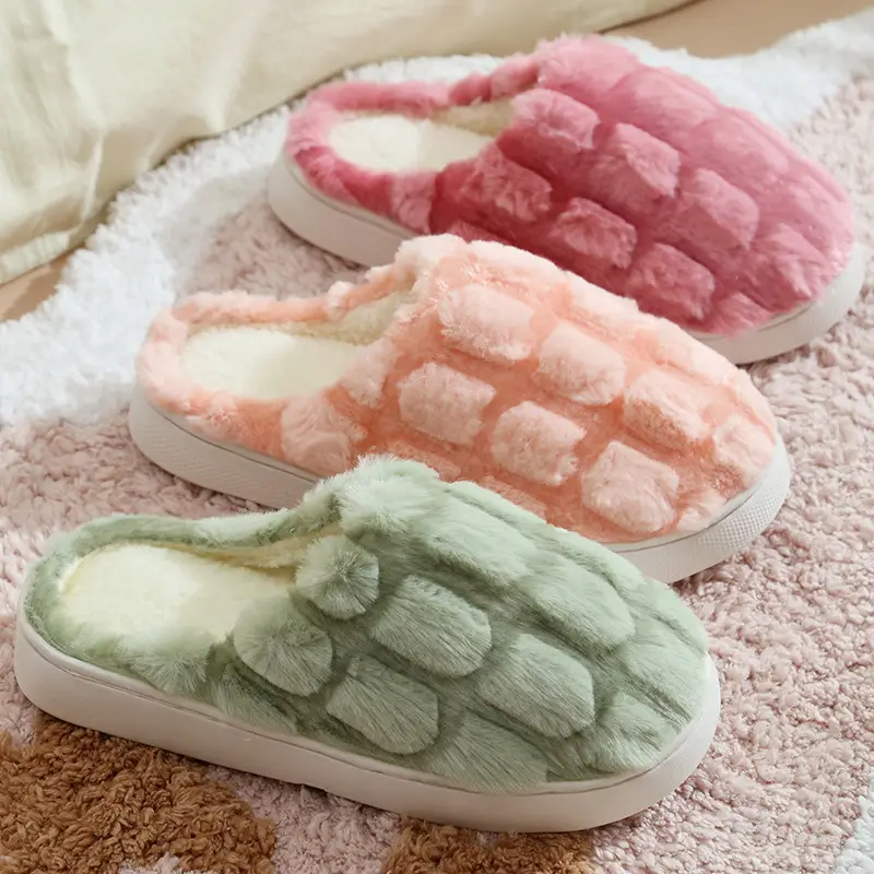 Winter Warm Cotton Indoor Slippers Brown