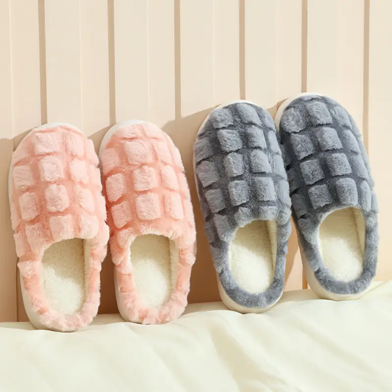 Winter Warm Cotton Indoor Slippers Brown