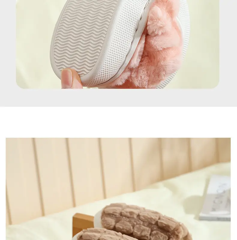 Winter Warm Cotton Indoor Slippers Brown — feature 13