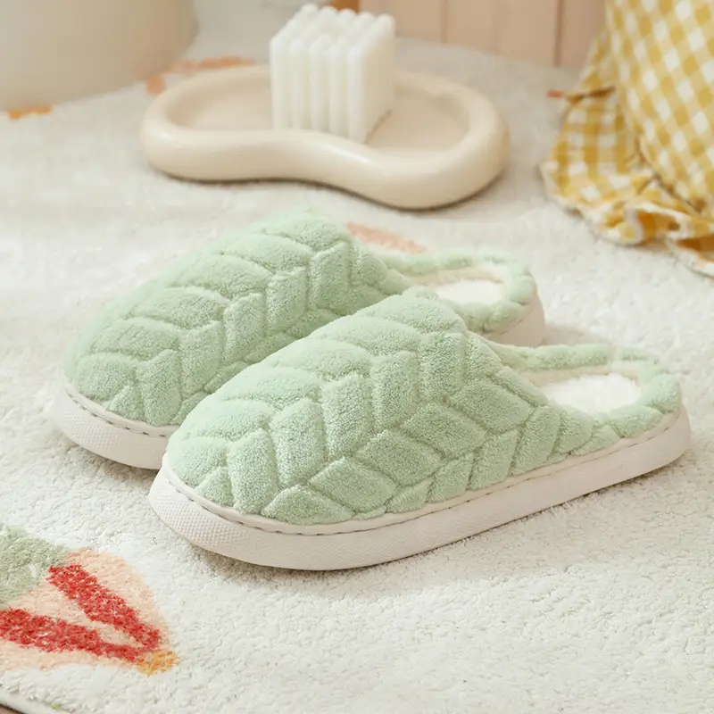 Winter Warm Cotton Indoor Slippers Brown