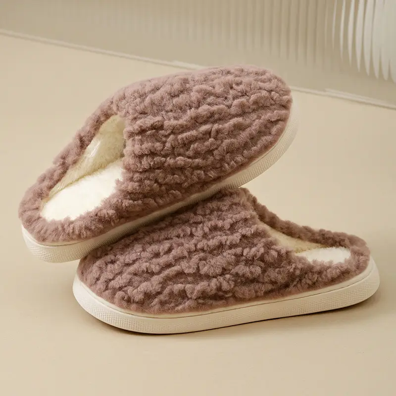 Winter Warm Cotton Indoor Slippers Brown