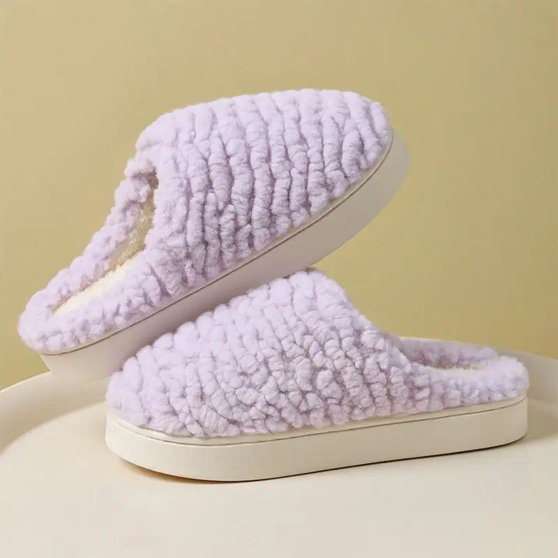 Winter Warm Cotton Indoor Slippers Brown