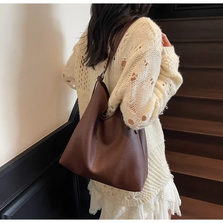 Women's Brown Leather Bucket Bag 2025 New Arrival — feature 21