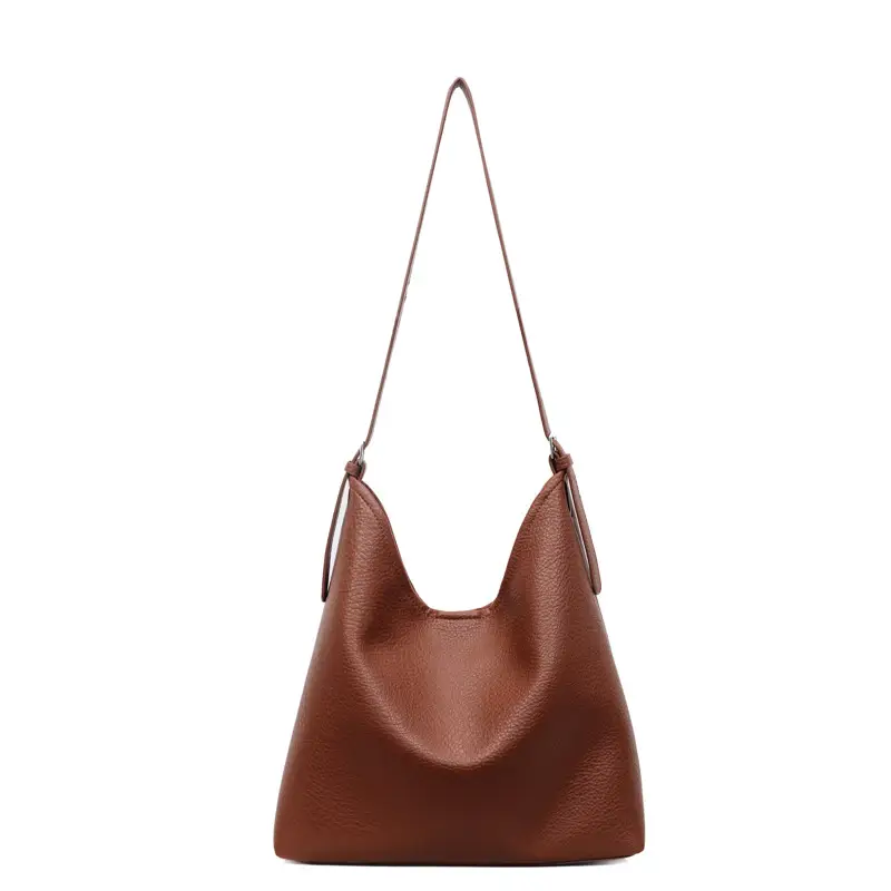 Women's Brown Leather Bucket Bag 2025 New Arrival - Image 2