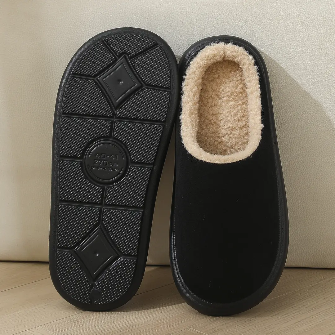 2025 Cotton Slippers for Women and Couples, Indoor Non-Slip Warm Cotton Shoes with Heel Cover, Men's Thick-Soled Unisex Style — feature 1