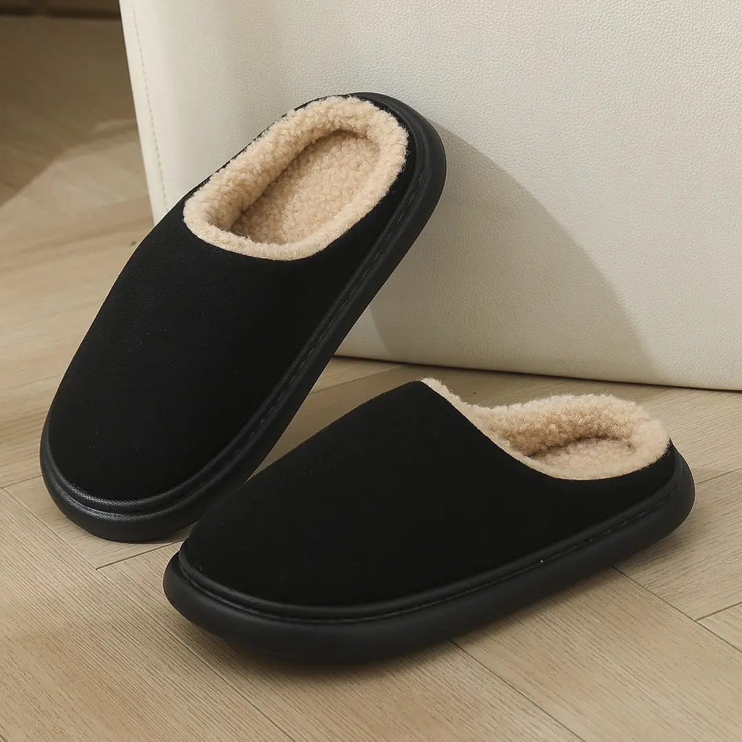 2025 Cotton Slippers for Women and Couples, Indoor Non-Slip Warm Cotton Shoes with Heel Cover, Men's Thick-Soled Unisex Style — feature 2