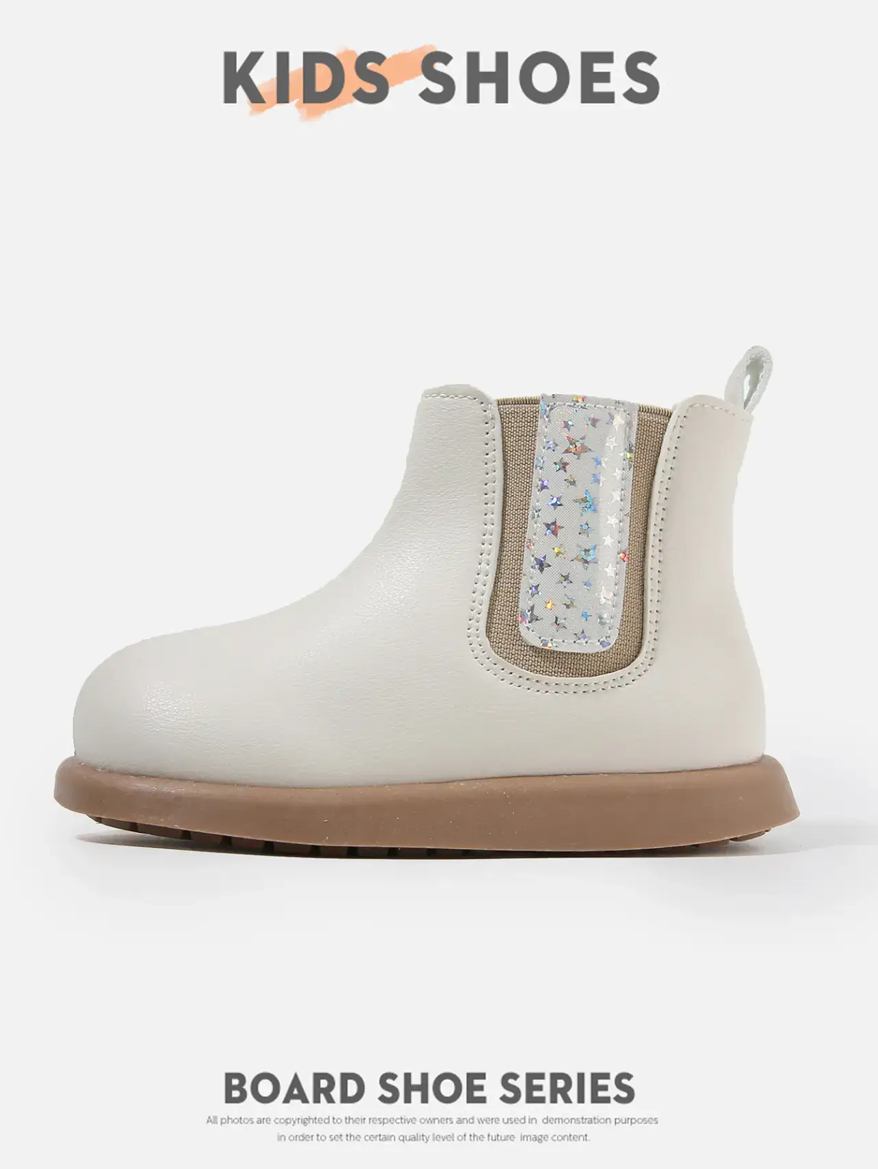 Kids Korean Style Boots White Leather Short Ankle — feature 1