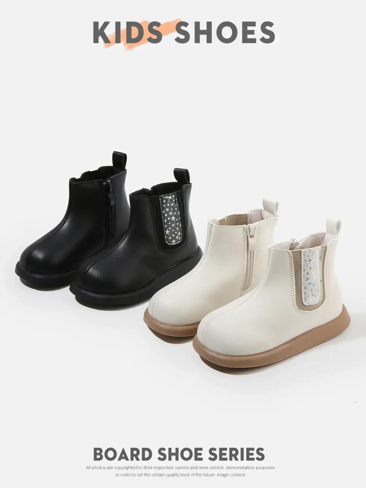 Kids Korean Style Boots White Leather Short Ankle — feature 15