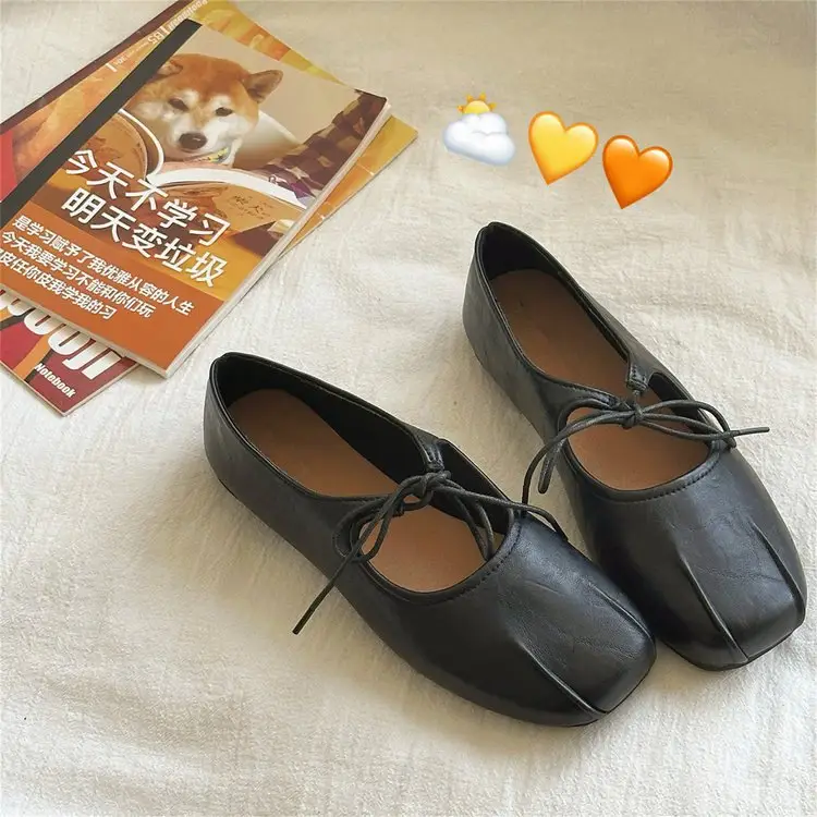 Lace-Up Mary Jane Shoes for Women 2025 Autum New Round-Toe Flat Ballet Shoes Shallow Mouth Flats Trendy - Image 5
