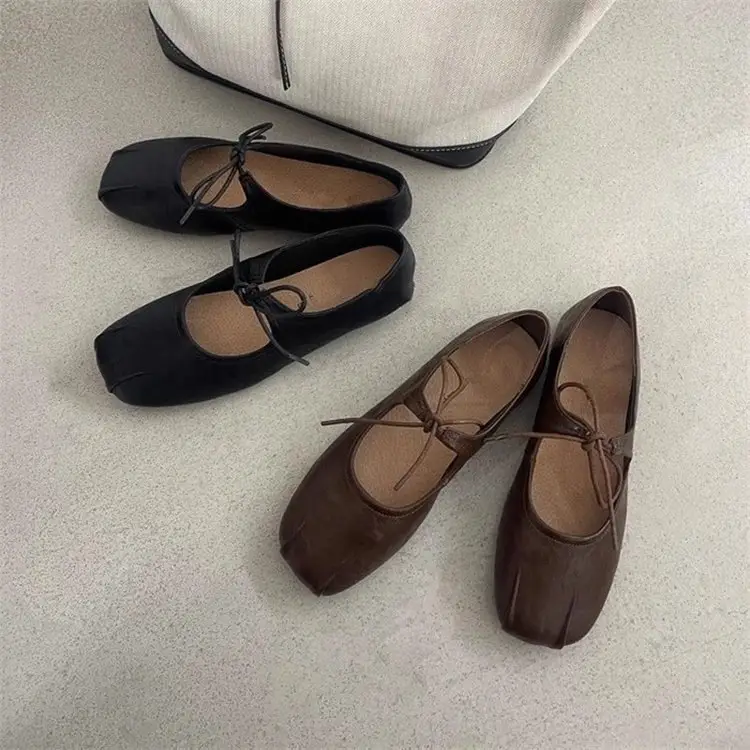 Lace-Up Mary Jane Shoes for Women 2025 Autum New Round-Toe Flat Ballet Shoes Shallow Mouth Flats Trendy — feature 5