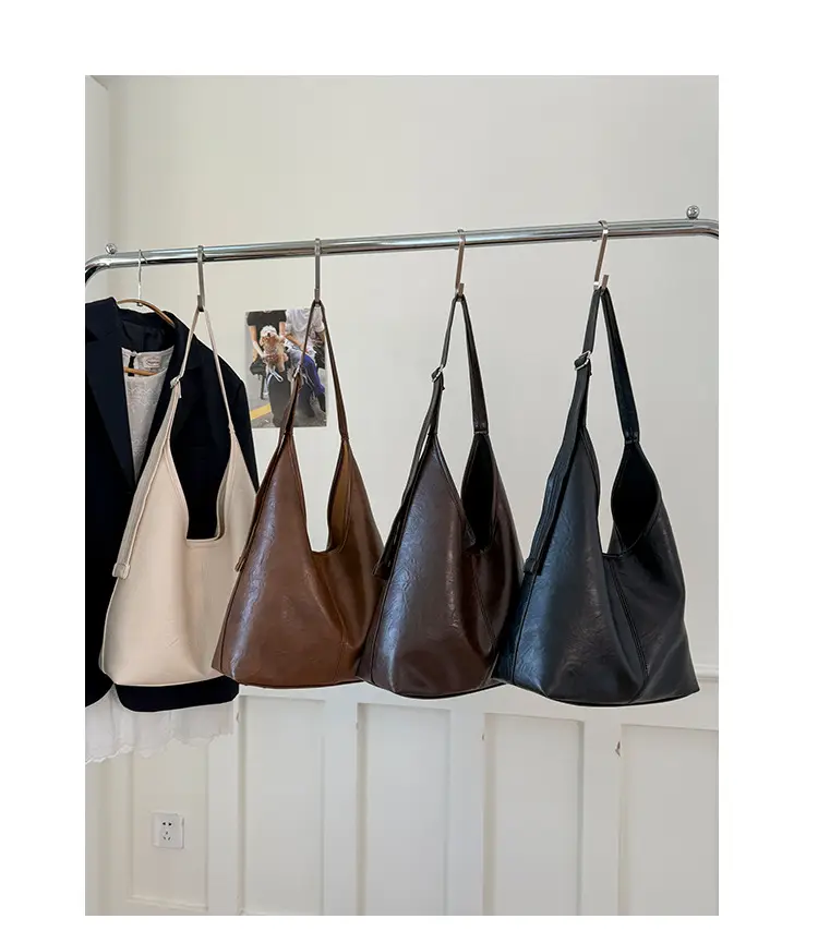 Korean Style Brown Leather Tote Bag Large Capacity — feature 16