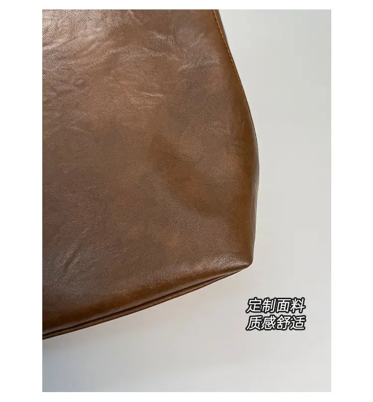 Korean Style Brown Leather Tote Bag Large Capacity — feature 5