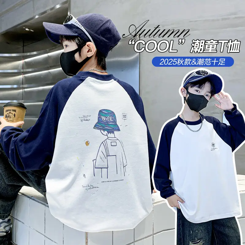 Boys Long Sleeve T-Shirt Black Graphic Print 2025 - Image 7