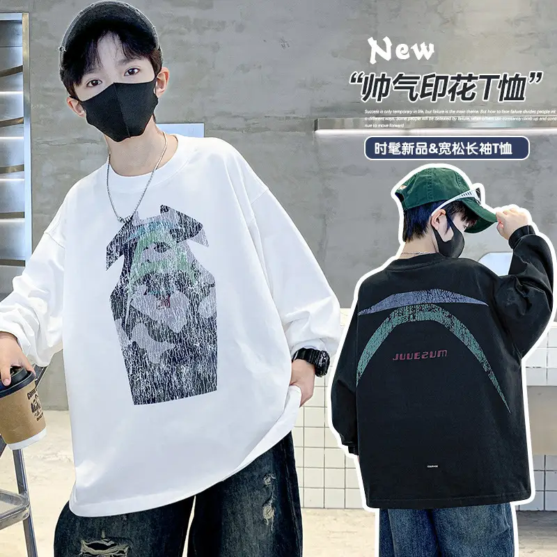Boys Long Sleeve T-Shirt Black Graphic Print 2025 - Image 9