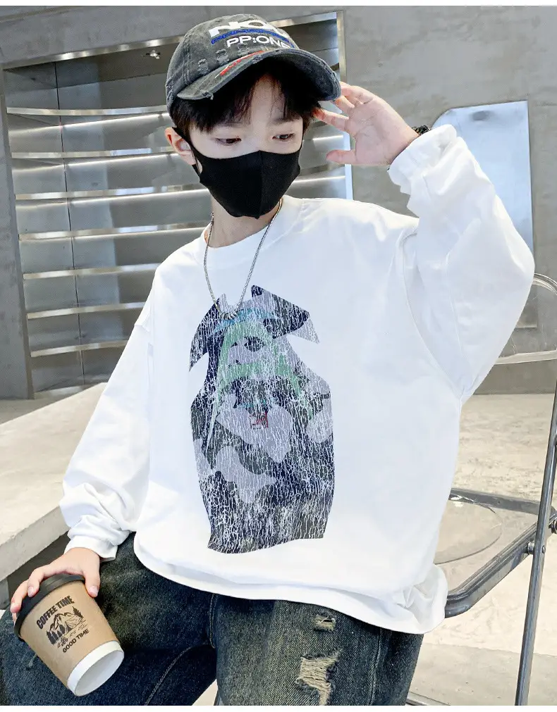 Boys Long Sleeve T-Shirt Black Graphic Print 2025 — feature 15