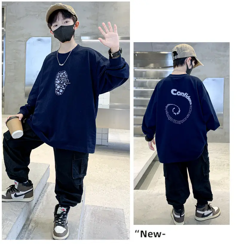 Boys Long Sleeve T-Shirt Black Graphic Print 2025 — feature 6
