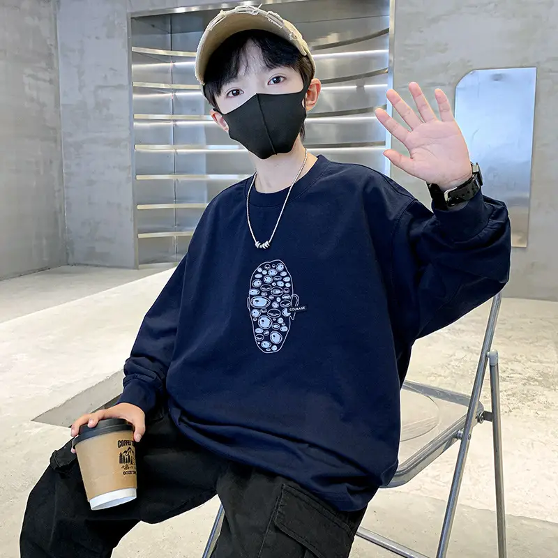 Boys Long Sleeve T-Shirt Black Graphic Print 2025 - Image 2