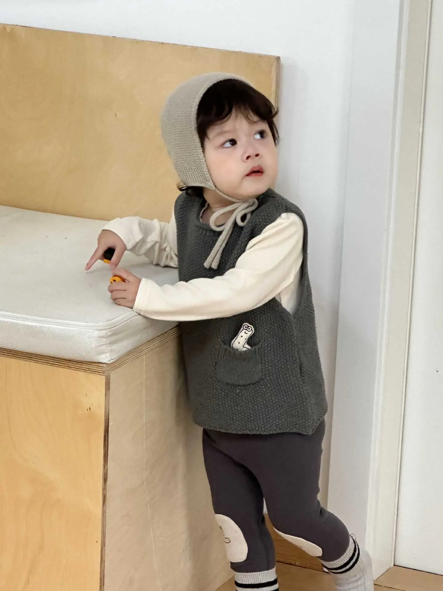 Kids Knitted Vest & Leggings Set Spring New Baby Clothes - Image 7