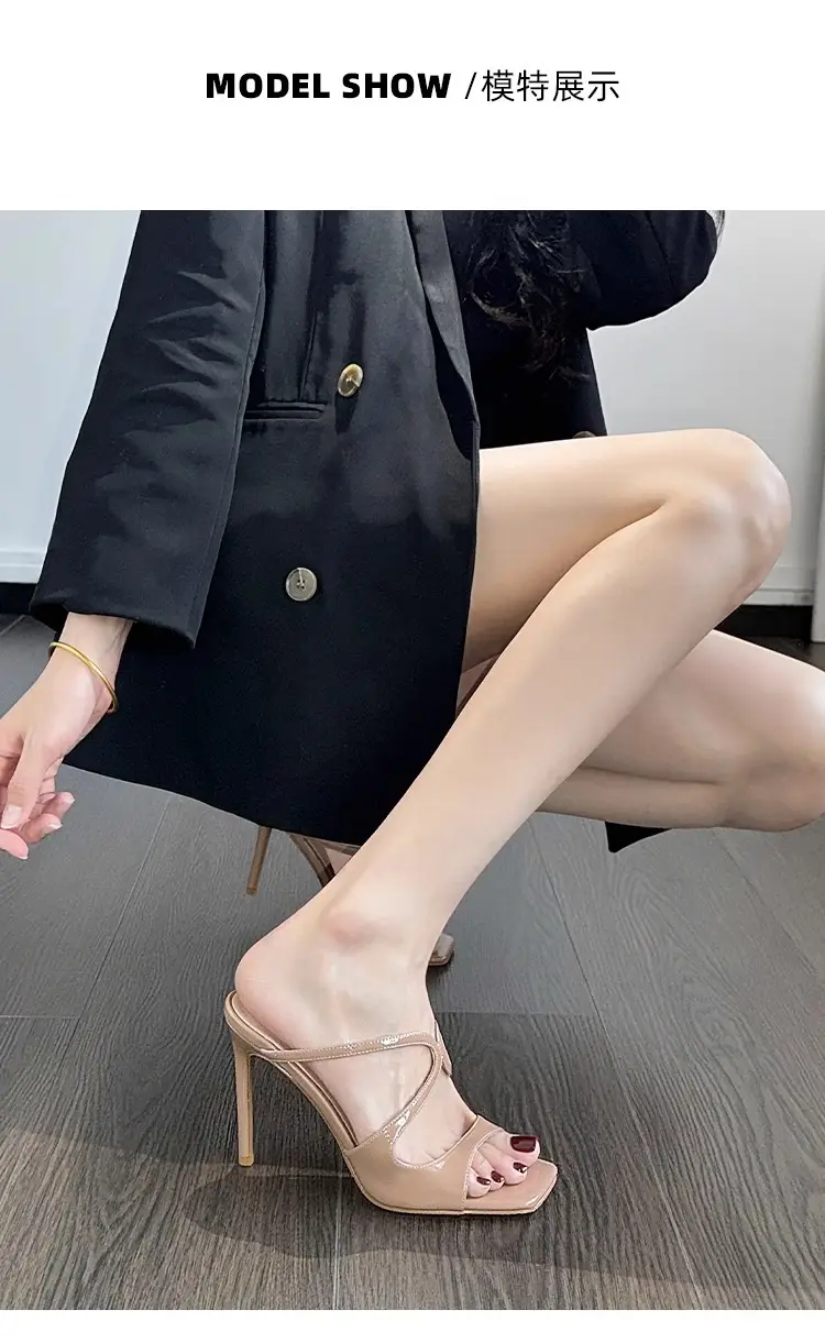 High-Appearance Value, Comfortable Cross-Strap Square-Toe Stiletto Sandals for Women, 2026 Summer New Nude Color Sexy Slippers — feature 7